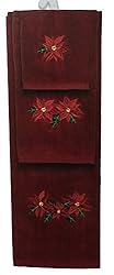 See Christmas Bath Towels Set, Holiday 3 Piece Embroidered Bath Sets, Includes 1 Facecloth, 1 Hand Towel, and 1 Bath Towel ( Multiple Design) (Burgundy Poinsettias) Details