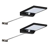 Hallomall Upgraded 36LED Solar Wall Lights- 450Lumens Max Outdoor Lights- Motion Sensor detector- With Rechargeable 18650 Batteries (2600mah)- 2 Pack