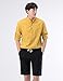 NEARKIN (NKNKN350 Beloved Men Henley Neck Long Sleeve Daily Look Linen Shirts Mustard US XL(Tag Size XL)