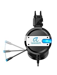 Lesozoh A10   Auriculares de diadema para videojuegos con micrófono, micrófono 3, cancelación de ruido y control de volumen para teléfono móvil, PC, PS4, Xbox One y Mac