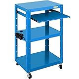 VEVOR Steel AV Cart, 27-41" Height Adjustable Media