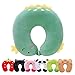 H HOMEWINS Travel Pillow for Kids,Cute Animal Toddler Neck Pillow for Boys Girls,Soft Neck Head Chin Support Pillow,Travel Accessories for Airplane, Car, Train,Recline(Green Dinosaur)