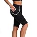 Osne4u Women's Yoga Running Shorts: Elastic Mid Waist Tummy Control Workout Short Pants with 2 Pockets