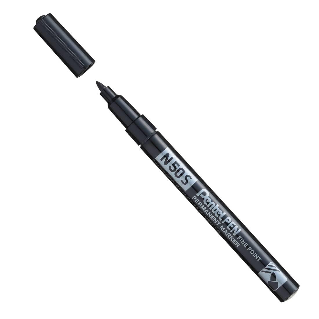 Pentel N50S Permanent Marker, Bullet Tip, Aluminium Barrel, Black ink (Single Pen)