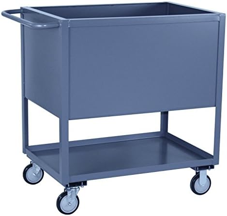 Jamco Products Inc BD136-U5-GP Four Sided Solid Box Truck 18 x 36, with 5 inch x 1 4 inch Urethane Casters, Two Rigid, Two Swivel, Powder Coated Gray,