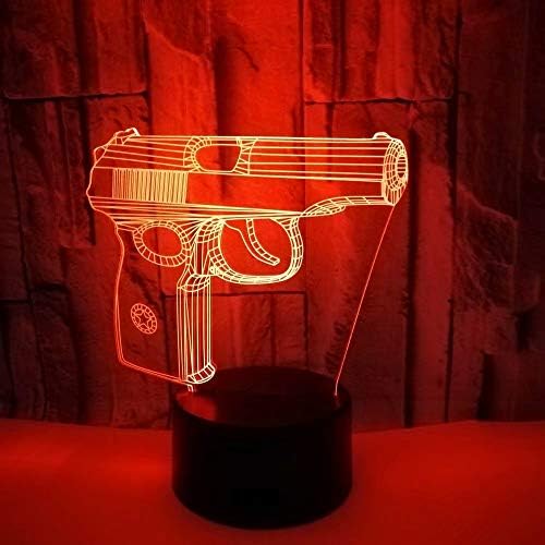 3D Illusion Birthday Gift Gun Lamp 7 Color Changing Desk Decoration Lamps Christamas Present