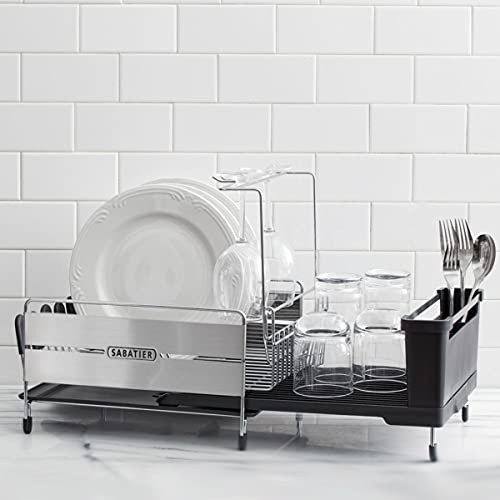 Sabatier Expandable Stainless Steel Dish Rack with RustResistant Soft Coated Wires and Bi