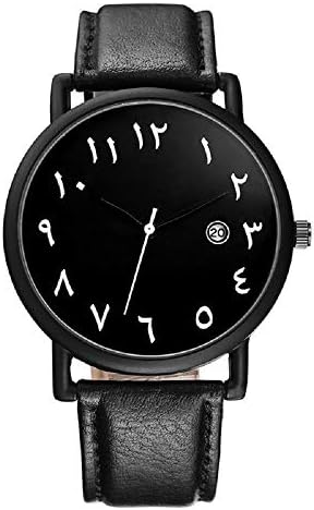 Souarts Unisexs Arabic Numbers Watch Quartz Analogue Artificial Leather Strap Math Watch