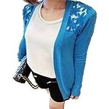 Ninimour- Women Floral See Through Back Sheer Long Sleeve Cardigan