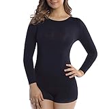 +MD Womens Compression Slimming Shirt 3/4 Long Sleeve Undershirts Round-Neck Basic Shapewear Thermal Tops