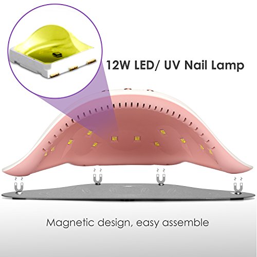 Nail Dryer Lamp, Carttiya 12W LED/UV Nail Polish Curing Lamp, White