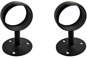 NELXULAS Stainless Steel Heavy Duty Closet Rod,Curtain Rod End Supports Socket, Flange Rod Holder Closet Pole with Matching Screws (2 INCH, Black)