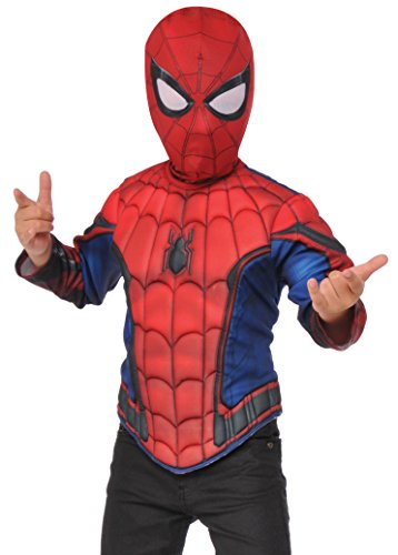 Spider-Man Homecoming Children's Spider-Man Deluxe Muscle Chest Shirt And Mask Set