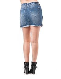 Minifalda Denim Lace Up Side Detalle Fray Hem