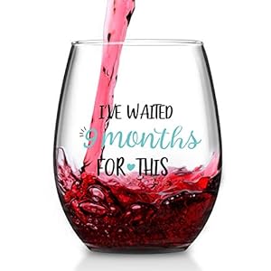 Funny Baby Boys Wine Glass – I’ve Waited 9 Months for This Stemless Wine Glass 15Oz – Unique New Pregnancy, Baby Shower…