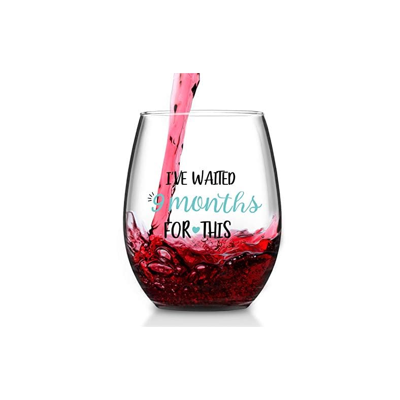 Funny Baby Boys Wine Glass – I’ve Waited 9 Months for This Stemless Wine Glass 15Oz – Unique New Pregnancy, Baby Shower…