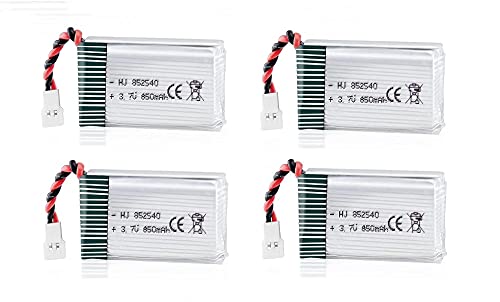 YUNIQUE GREEN-CLEAN-POWER - Set of 4 Rechargeable Lipo Batteries 850mAh 3.7V for Syma X5SC X5SW Drones | Suitable for RC Quadcopters, Italian Supplier, Long Lasting | Silver | 48x25x14 mm - 20 gr