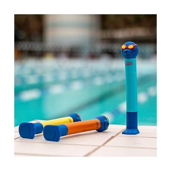 Zoggs-Childrens-Zoggy-Sinking-Dive-Sticks-Pool-Toy-and-Game Zoggs Dive Sticks Pool Toys, Confidence Building Diving Sticks, Safe Swimming Pool Toys, Diving Sticks For Swimming Fun…