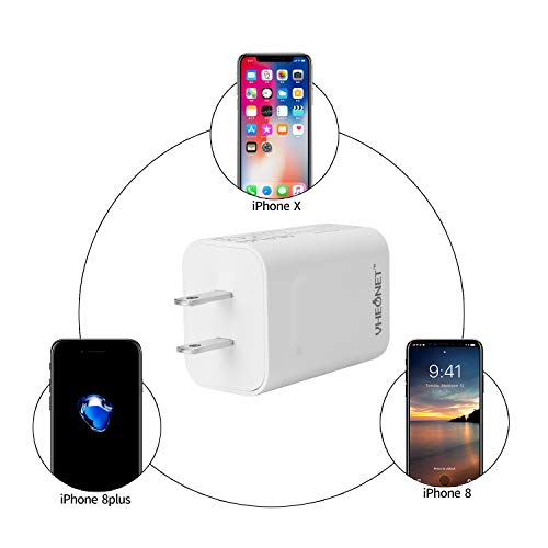 VHEONET USB C Charger 18W PD3.0 Type C Mini Wall Charger Power Delivery for iPhone 11 Pro Max Xs Max XR X 8 Plus, AirPods Pro, iPad Pro,Samsung Galaxy S10+S9+,Google Pixel 3a XL(USB A Included)