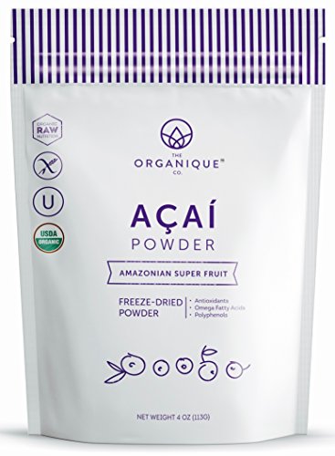 The Organique Co. Freeze-Dried Organic Raw Acai Superfood Powder. Low-Glycaemic Fruit, Naturally High in Amino Acids, Antioxidants, Omega Fatty Acids, Vitamins & Fiber. Vegan, Gluten Free - 4 oz