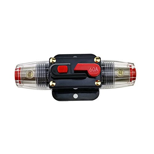 KUMEED 12V DC 20A 30A 40A 50A 60A Car Audio Inline Circuit Breaker Fuse for System Protection (60A)