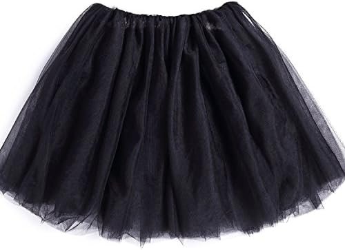 Baby Girls Toddlers Tulle Skirt Super Soft Classic 5 Layers Princess Tutu Skirts (Height51.18"-Recommend 8-9Y, Black)