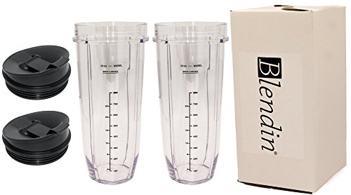 Blendin Replacement Jar with Sip N Seal Lid, Fits Nutri Ninja Auto IQ and Duo Blenders (2, 32 Ounce)
