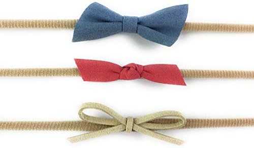 3 Infant Faux Suede Mixed Bows Baby Headbands Baby Girls Gift Set