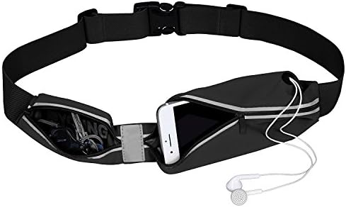 Lymax Sport Running Belt Waist Packs Fanny Pack Fitness Companion iPhone 6, 7, 8,X Plus Pouch forRunners Water Resistant 2 Zipper PocketWaterprooffor Running Hiking Cycling Climbing