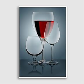 Framed Canvas Wall Art Wine Glass Canvas Prints Home Artwork Decoration for Living Room,Bedroom - 16x24 inches