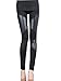 LOCOMO Women Faux Leather Mesh Inset Footless Legging