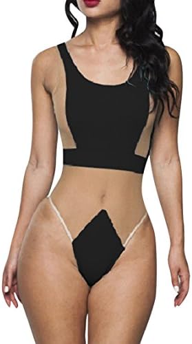 SEXYARN Women's Mesh Patchwork Backless One-piece Swimsuit Monokini Bathing Suit