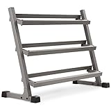 xmark heavy duty three tier dumbbell rack with angled shelves for easy loading and unloading of dumbbells 1000 lb weight capacity gray or white