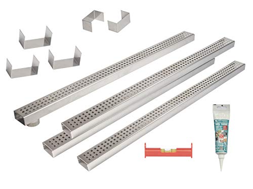 4er Rinnenset V2A superflach mit 1 Rinne mit Stutzen, 3 Rinnen geschlossen, 2 Endstücke, 3 Verbinder, 1 Dichtmittel, 1…