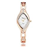 Lvpai Rhombic Bracelet Watch Ladies with Diamonds Analog Quartz Movable Band Rose Gold P128-3…