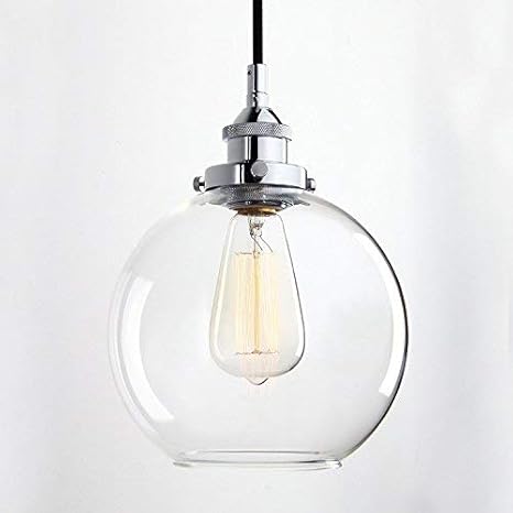 Louvra Glass Pendant Lights Industrial Vintage Clear Ball Shade
