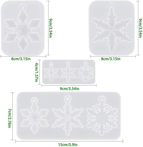 Snowflake Casting Mold, JUSTDOLIFE 4 Pack DIY Pendant Mold Lovely Silicone Snowflake Jewelry Casting Mold Resin Mold Craft for Women Girls Necklace Home Ornament Decor - Thumbnail 5
