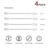 Multi USB Cable, COSOOS Multiple Charging Cables Include 2 lPhone Lighting, 1 USB Type C and 1 Micro USB Cords Compatible with iPhone 11/11 Pro/11 Pro Max/XS/X/8/7/6, Android, Samsung, Power Bank