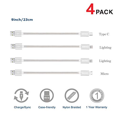 Multi USB Cable, COSOOS Multiple Charging Cables Include 2 lPhone Lighting, 1 USB Type C and 1 Micro USB Cords Compatible with iPhone 11/11 Pro/11 Pro Max/XS/X/8/7/6, Android, Samsung, Power Bank