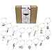 Gnollko 16pcs PVC Wine Glass Charms,Funny Wine Charms Marker Tags Identifiersfor Stem Glasses