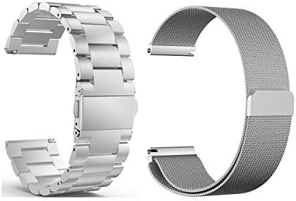 Compatible Samsung Galaxy Watch(46mm) Bands, 22mm Stainless Steel Band + Milanese Loop Mesh Replacement Bracelet Metal Strap Compatible Samsung Galaxy Watch 46mm
