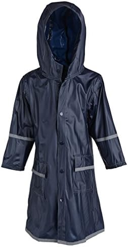 Big Girls Kids Waterproof Full Length Long Hooded Raincoat Jacket for Children - Blue (X-Large)