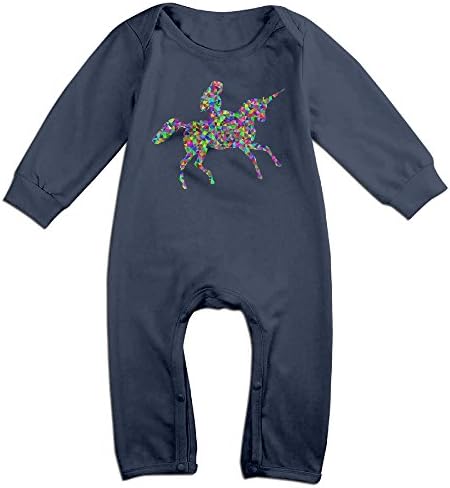 PCY Newborn Babys Boy's & Girl's Woman Riding Unicorn Long Sleeve Bodysuit Outfits For 6-24 Months Navy Size 18 Months
