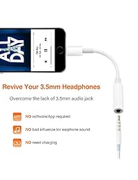 para iPhone Adaptador de auriculares a 3,5 mm Adaptador de conector para auriculares para iPhone 8 8 Plus X 7 7 Plus XR Xs Máx. Audio Aux. Auricular Dongle Auriculares Adaptador convertidor de conector Compatible con todo el sistema iOS -2 Paquete