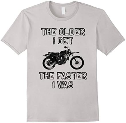 Mens The Older I Get The Faster I Was Vintage Motorcycle T-Shirt XL Silver