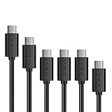 EnacFire Powerline [6-Pack] (1ft 3*3ft 6ft 10ft) Premium Micro USB Cable Perfect Lengths Set High Speed Sync Quick Charging USB 2.0 A Male to Micro B Cable (Black)