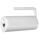 mDesign Paper Towel Holder for Kitchen - Wall Mount/Under Cabinet, White
