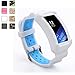 wonlex Band for Samsung Gear Fit2 / Fit2 Pro, Silicone Replacement Watch Bands Strap Compatible with Galaxy Gear Fit2 SM-R360 & Fit 2 Pro for Women & Men (White/Blue)