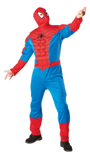 Muscle Chest Spiderman Fancy Dress Costume With Snood - Standard Size