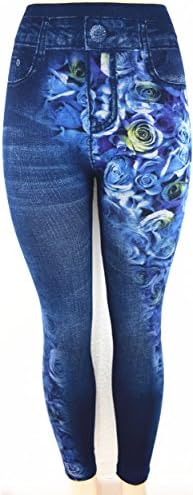 Docele Women's High Waist Fashion Jeans look Print Jeggings Denim Leggings Free Size